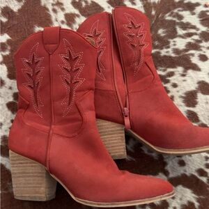 Red Western Ankle Boots